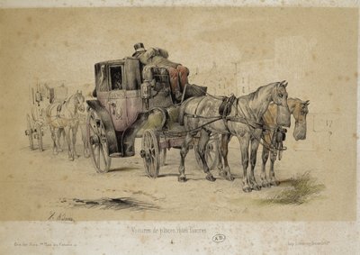 Koetsen genaamd fiacres - Lithografie door Adam, ca. 1840 door Victor Adam
