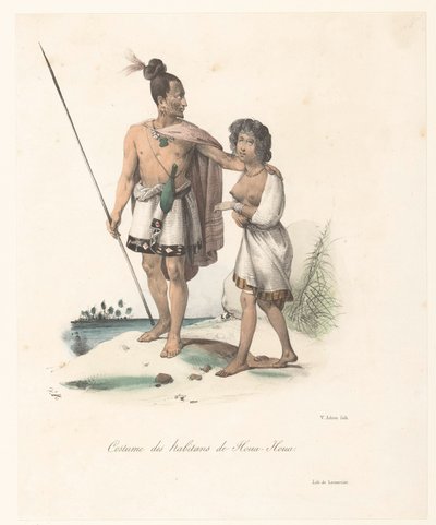 Kleding van de inwoners van Houa-Houa (Nieuw-Zeeland) door Victor Adam
