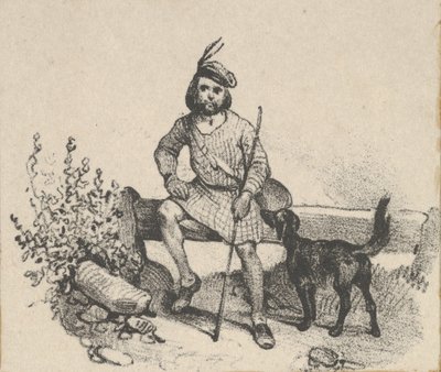 Man zittend met een hond, midden 19e eeuw door Victor Adam