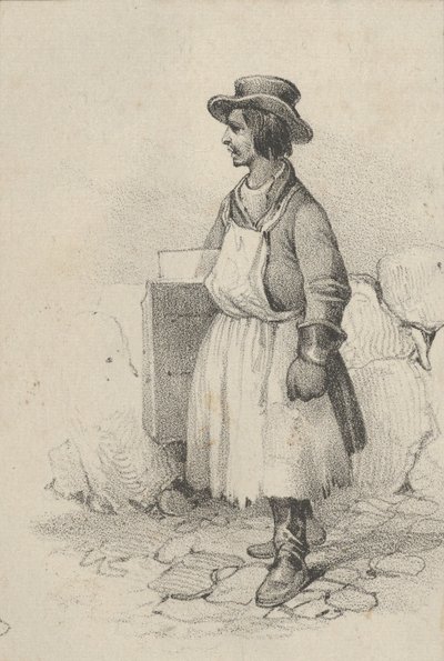 Man met een Schort en een Hoed, midden 19e eeuw door Victor Adam