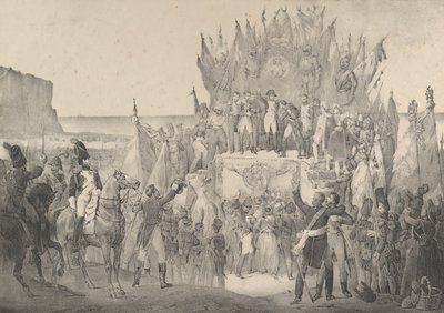 Militair festival in Boulogne met Napoleon die sterren van het Legioen van Eer uitdeelt, 19e eeuw door Victor Adam