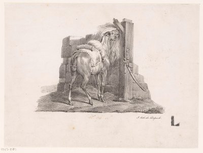 Studie van een paard in een stal door Victor Adam