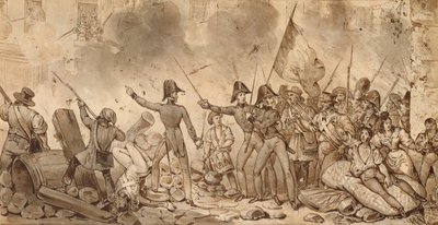 Het innemen van de kazerne van de Rue de Babylone, 29 juli 1830 door Victor Adam