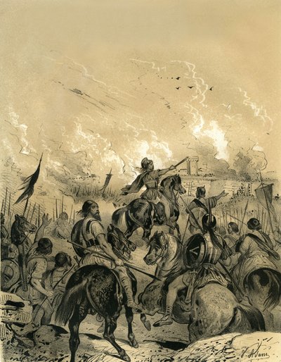 De Galliërs namen Rome in na de Slag bij Allia in 390. Gravure door Victor Adam (1801-1866) in het boek 