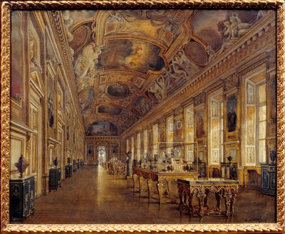 Uitzicht op de grote galerij van Apollon in het Louvre in 1880 door Victor Duval