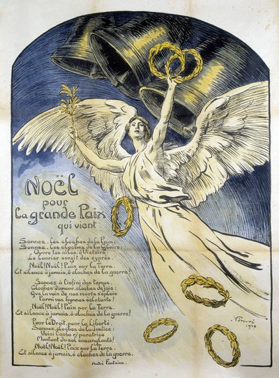 Allegorische figuur van Vrede - Gedicht Kerstmis voor de grote vrede die komt door André Fontaine, ill. door V. Prouvé door Victor Emile Prouve