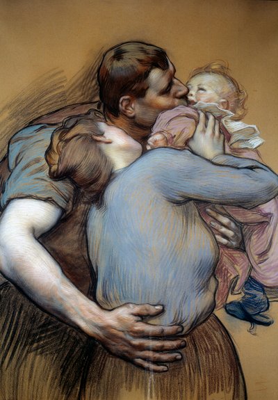 De familie. Tekening door Victor Prove (1856-1943) door Victor Emile Prouve