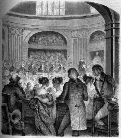 Ontvangst van Abbe Jean Sibrake (Jean-Sibrakes) (Siffrein) Maury bij de Académie Française in 1785 - Gravure door Franck door Victor Franck