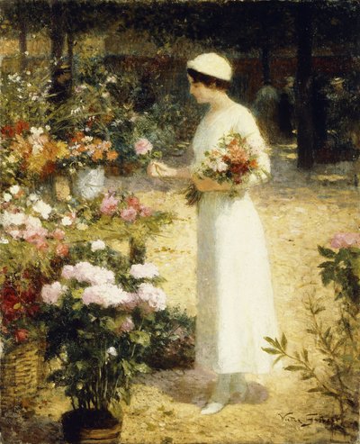 Op de bloemenmarkt door Victor Gabriel Gilbert