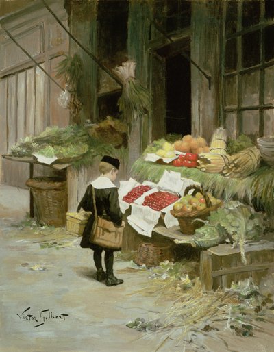 Kleine jongen op de markt door Victor Gabriel Gilbert