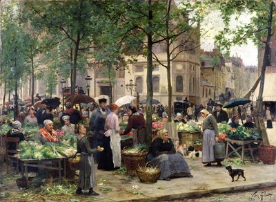 Het plein voor Les Halles, 1880 door Victor Gabriel Gilbert