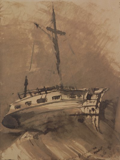 Een Schip in Woelige Zee, 1864 door Victor Hugo