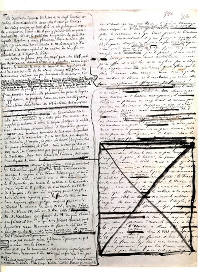 Autografische pagina van "Les Miserables" door Hugo. 1845-1861 (documenten (brieven)) door Victor Hugo