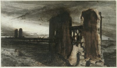 Ruïnes in een landschap, 1870 door Victor Hugo