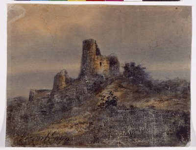 Uitzicht op de ruïnes van het kasteel van Arques la Bataille door Victor Hugo
