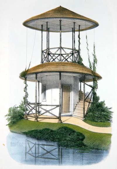 Een rustiek paviljoen met belvedere, illustratie uit 