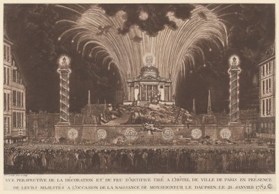 De Decoratie en het Vuurwerk... de Geboorte van Monseigneur de Dauphin door Victor Jean Nicolle