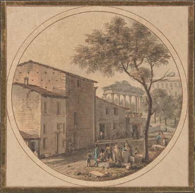 Uitzicht op het Romeinse Forum met de Tempel van Saturnus op de achtergrond, n.d. door Victor Jean Nicolle