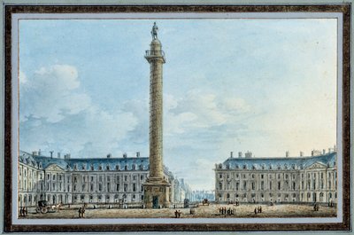 Zicht op de bellic kolom op Place Vendome in Parijs door Victor Jean Nicolle