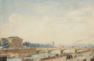 Uitzicht op de Pont de la Concorde en het Palais Bourbon in Parijs door Victor Jean Nicolle