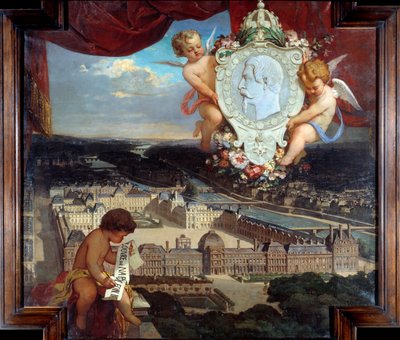 Het Louvre van Napoleon III (detail) door Victor Joseph Chavet