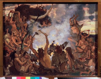 Het stenen tijdperk, een feest door Victor Mikhailovich Vasnetsov