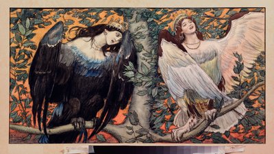 Sirin en Alkonost, een lied van vreugde en verdriet door Victor Mikhailovich Vasnetsov