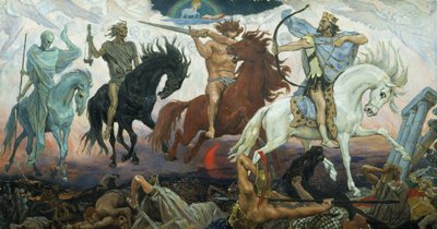 De Vier Ruiters van de Apocalyps, 1887 door Victor Mikhailovich Vasnetsov