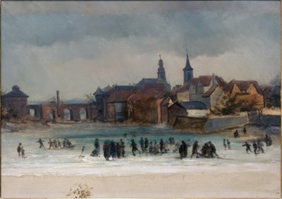 Uitzicht op Sachsenhausen en de Alte Brücke door Victor Müller