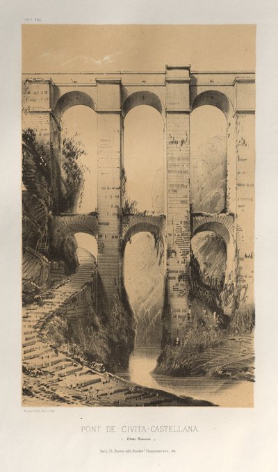 Brug van Civita-Castellana (Staten van de Kerk) door Victor Petit