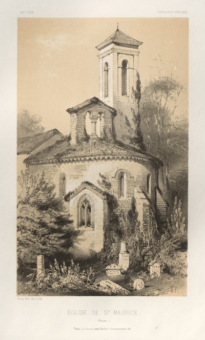Pittoreske Architectuur of Monumenten van de 15e en 16e Eeuw: Kastelen van Frankrijk uit de 15e en 16e Eeuw: Pl.14, Kerk van St. Maurice (Vienne) door Victor Petit