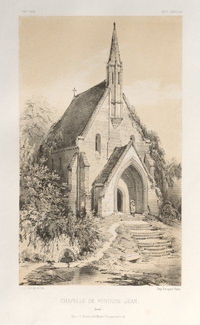 Pittoreske Architectuur of Monumenten van de 15e en 16e Eeuw: Kastelen van Frankrijk uit de 15e en 16e Eeuw: Pl.22, Kapel van Fontaine-Jean (Loiret) door Victor Petit