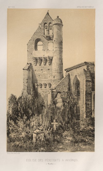 Kerk van de Penitenten in Avignon (Vaucluse) door Victor Petit