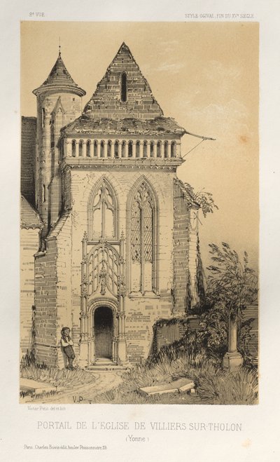 Portaal van de kerk van Villiers Sur-Tholon (Yonne) door Victor Petit