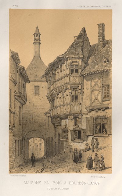 Houten huis in Bourbon-Lancy (Saône et Loire) door Victor Petit