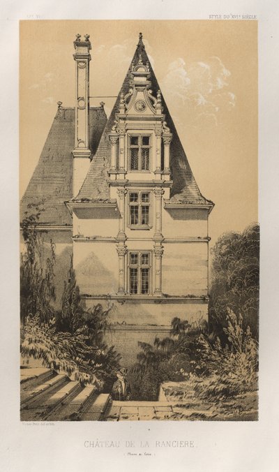 Pl. 37, Château De La Ranciere Maine et Loire, 1860 door Victor Petit