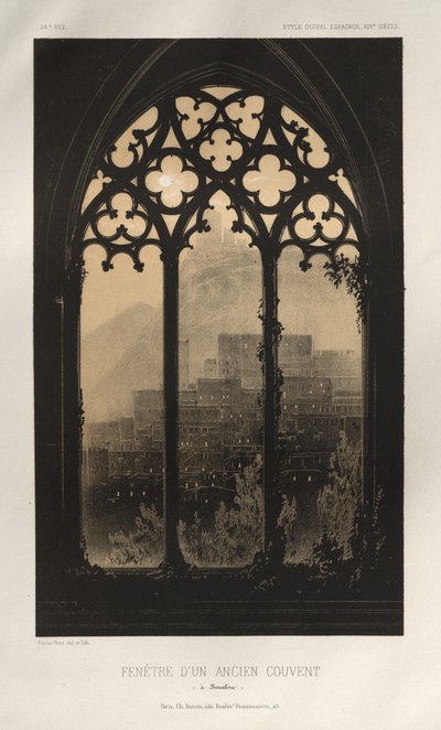 ...Pl. 54, Venster van een oud klooster in Barcelona, 1860 door Victor Petit