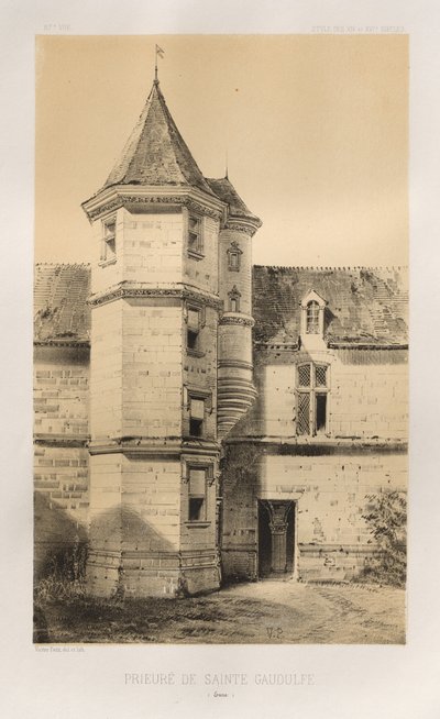 Pl. 87, Prieuré de Sainte Gaudulfe Eure door Victor Petit