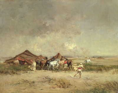Arabisch kampement, 1872 door Victor Pierre Huguet