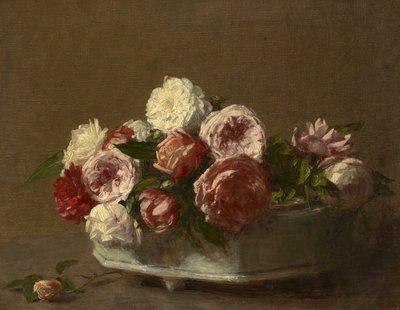 Rozen in een porseleinen planter, ca. 1875?-1900 door Victoria Dubourg
