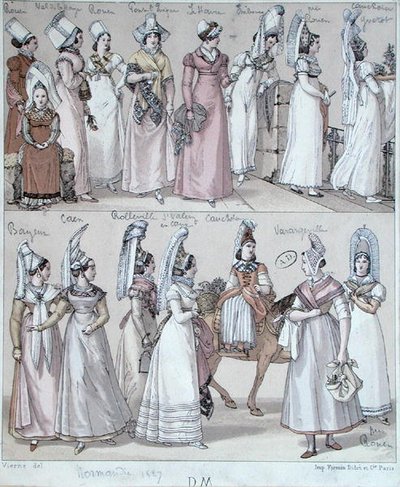 Traditionele kostuums van Normandië, ca. 1830 door Vierne (after)