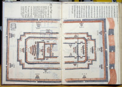 De Verboden Stad in Peking, uit een verzameling kaarten gemaakt tijdens een Vietnamese ambassade naar China door Vietnamese School