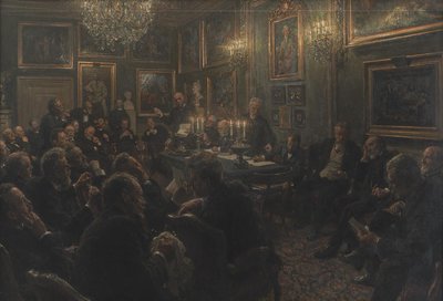 Een Academieraadsvergadering in Charlottenborg in 1904 door Viggo Johansen