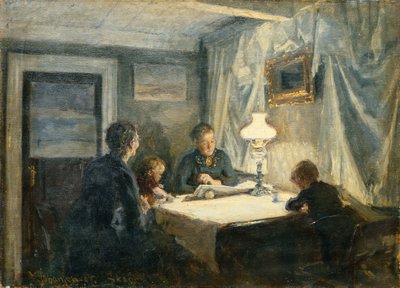 Avond in Skagen (De Familie van de Kunstenaar) door Viggo Johansen