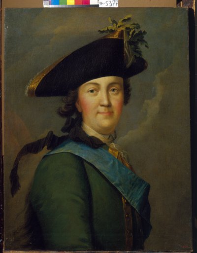 Portret van keizerin Catharina II in het uniform van de Lijfwacht door Vigilius Erichsen
