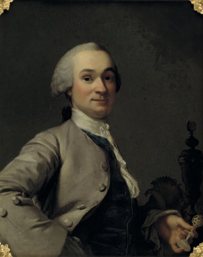 Portret van Lorenz Spengler, ivoordraaier en curator van de Koninklijke Deense Kunstkammer door Vigilius Eriksen