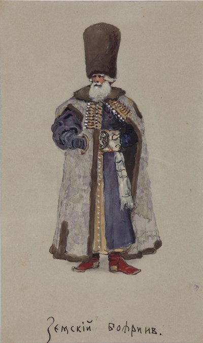 Kostuumontwerp voor de opera De Koopman Kalashnikov door A. Rubinstein, 1901 door Viktor Andreyevich Simov