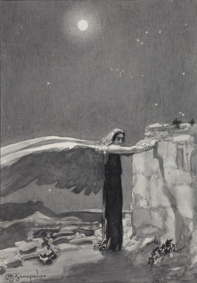 Illustratie bij het gedicht De Demon van Mikhail Lermontov, 1913-1914 door Viktor Dmitrievich Zamiraylo