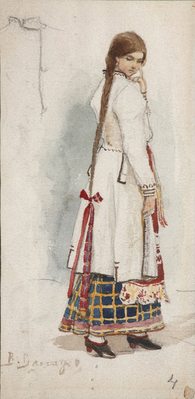 Kostuumontwerp voor de opera Rusalka door A. Dargomyzhsky door Viktor Mikhaylovich Vasnetsov