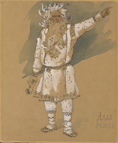 Grootvader Vorst. Kostuumontwerp voor de opera Sneeuwmeisje door N. Rimsky-Korsakov, 1885 door Viktor Mikhaylovich Vasnetsov
